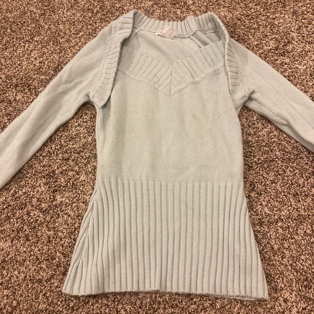 VENUS sweater, light blue. Very flattering.